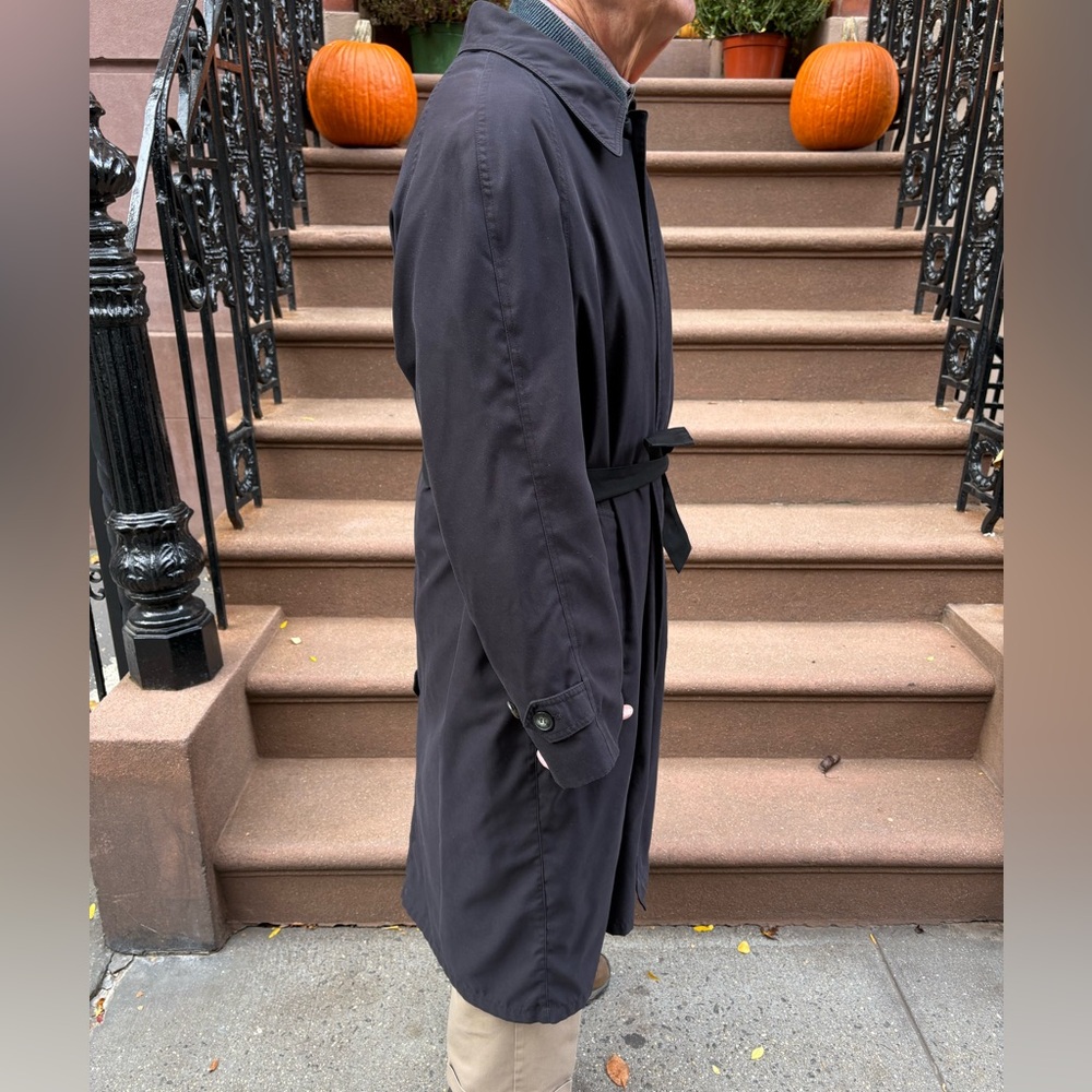 Bloomingdale’s for Men Vintage Black Trench Coat Zip-out Wool Lining 42S - Picture 11 of 15
